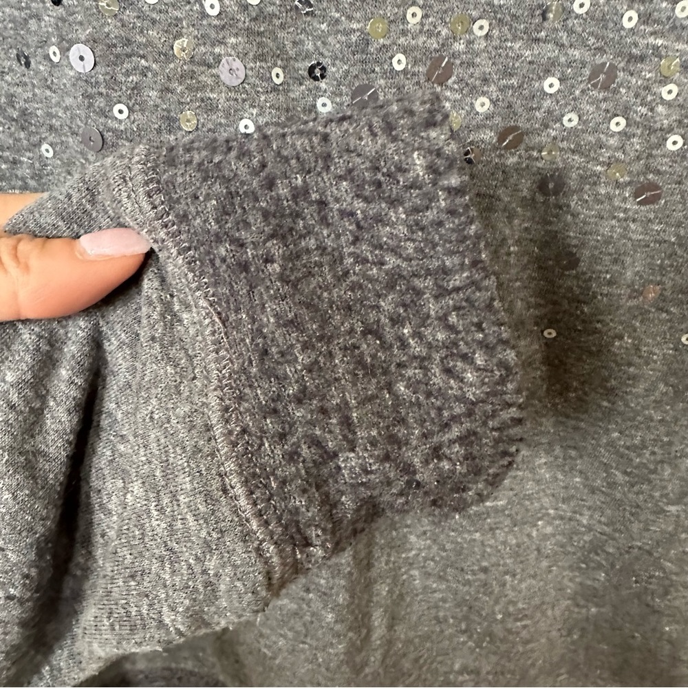American Eagle Gray Pullover Sequined Sweatshirt … - image 4